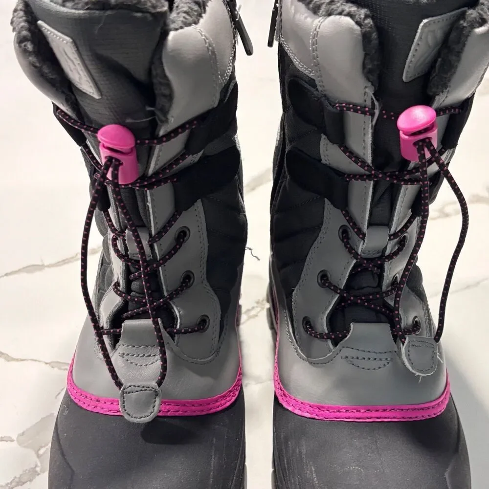 All in Motion | Girls Black Grey Thermolite Ecomade Winter Snow Boots Size 4